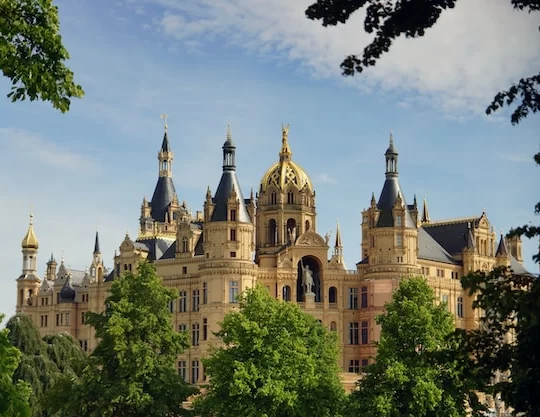 Schwerin Castle in the city of Schwerin in Mecklenburg-Vorpommern state, Germany on a sunny summer day.